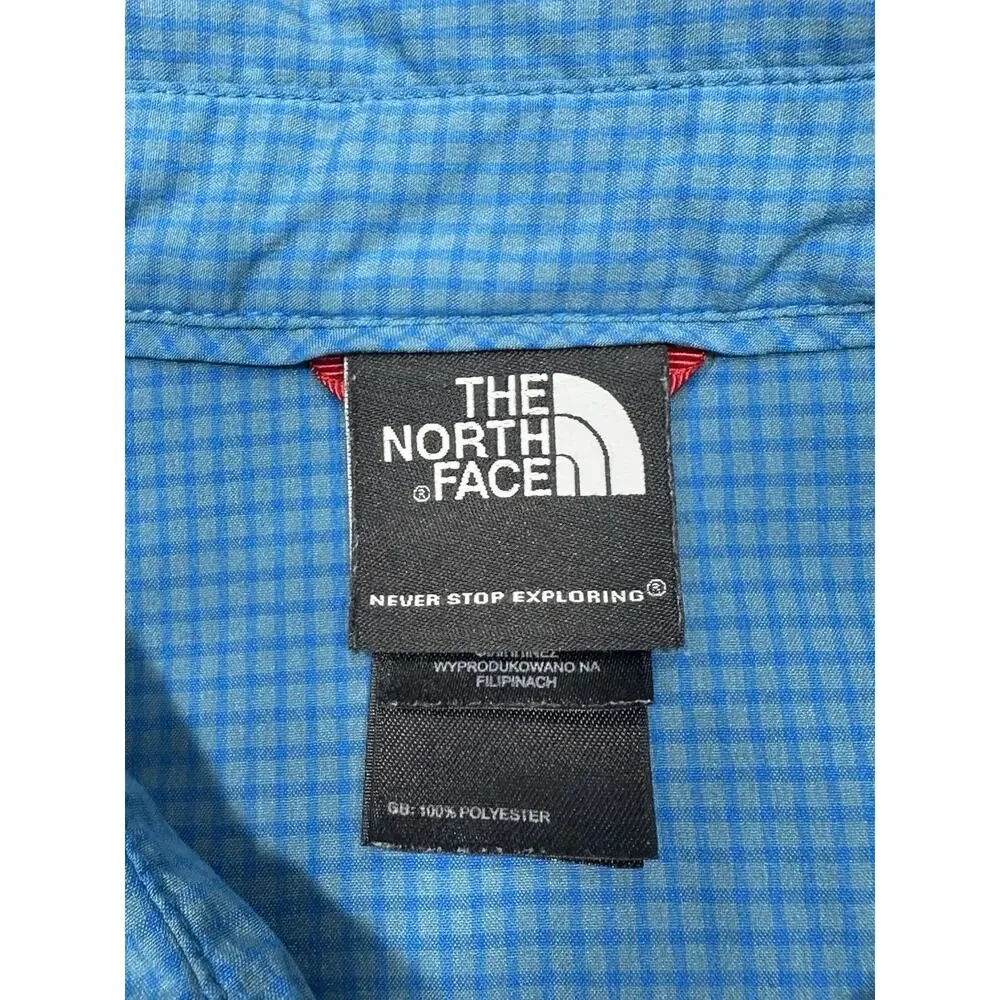 The North Face Men's Blue Large Plaid Short Sleeve Hiking Button-Down Shirt